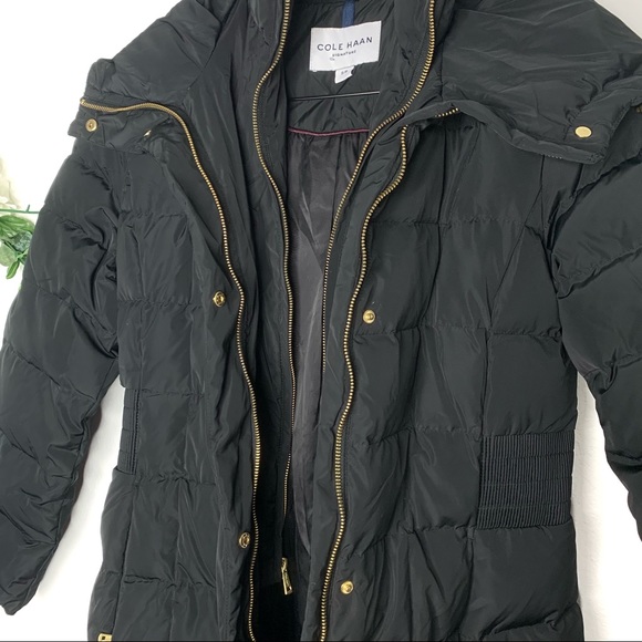 COLE HAAN Signature Long Quilted Black Jacket - Picture 5 of 9